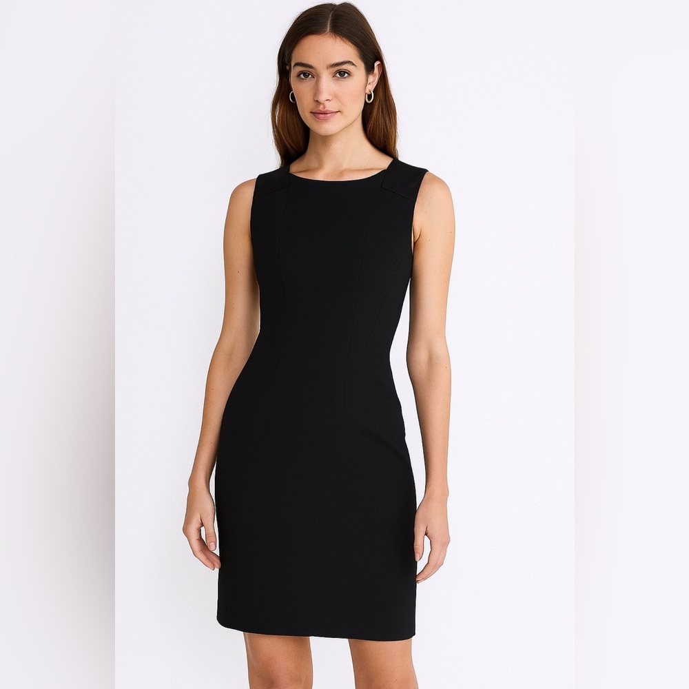 TED BAKER little black dress, fitted mini sleeveless dress, silk shoulder size 1